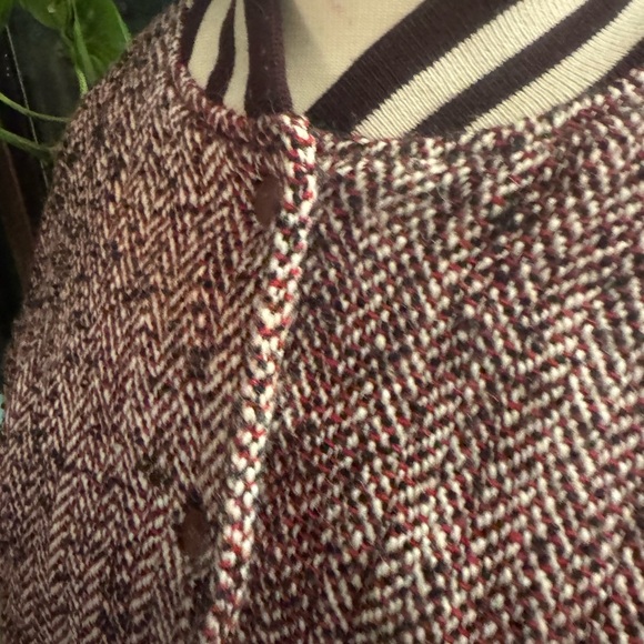 Scotch & Soda Mens Herringbone Bomber Jacket - Burgundy & Cream Textured Jacket - Picture 10 of 12